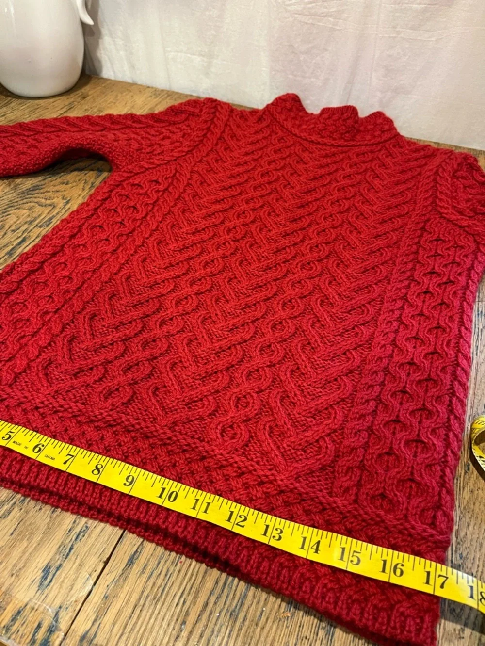 ARAN MÓR Red Cable Knit Sweater Size S - Picture 11 of 11
